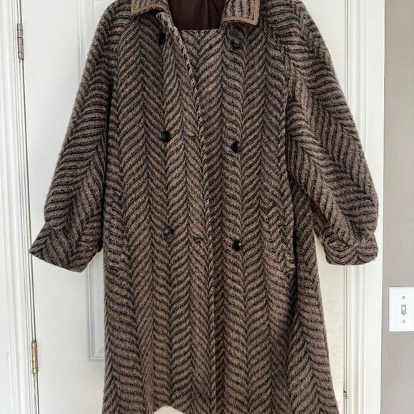 Llama Wool Coat (M/L) Winter Fishtail Overcoat, Vintage Merino Mohair - Picture 4 of 10